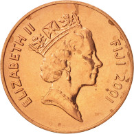 Monnaie, Fiji, Elizabeth II, 2 Cents, 2001, SPL, Copper Plated Zinc, KM:50a - Figi