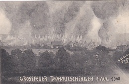 Feldpost Before WW1: Postcard Big Fire In Donauschingen 1908 To A Soldier In 10. Kompagnie 113 In Freiburg P/m Donauschi - Militares