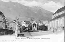 STANS → Dorfplatz Mit Winkelried-Denkmal Und Dem Stanserhorn Anno 1908 - Stans