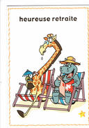 Cpm HUMOUR - Heureuse Retraite - Hippopotame Girafe Chaise Longue - - Hippopotamuses