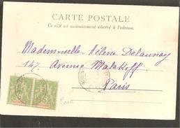 Martinique. Pair 5c Sage Seul Sur C.p. Fort-de-France 1904 (?) - Lettres & Documents