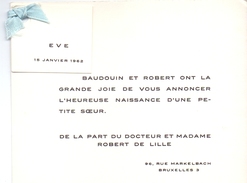 Geboortekaartje Carte De Naissance - Eve De Lille - Bruxelles   1962 - Nacimiento & Bautizo