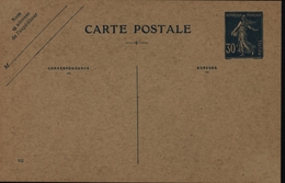 Entier CP 30ct Semeuse Camée Bleue Carton Verdâtre Timbre Type 2D Date 632 Storch P171 N1 Cote 75 € - Cartes Postales Types Et TSC (avant 1995)