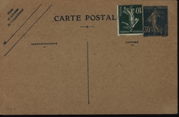 Entier CP 30ct Semeuse Camée Bleue Carton Verdâtre Timbre Type 2 Sans Date Storch P171 N1a Cote 75 € - Standard Postcards & Stamped On Demand (before 1995)