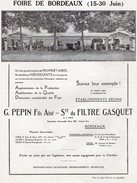 VP7314 - Document Publcitaire De La Maison G.PEPIN Fils Aîné  & Société Du Filtre GASQUET à La Foire De BORDEAUX - Publicités