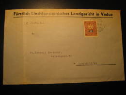 VADUZ 1956 To Zurich Switzerland Service Official Stamp On Cover Liechtenstein Dienstsache - Service