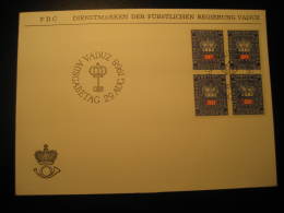 VADUZ 1968 FDC Block Of 4 Service Official Stamp Cancel Cover Liechtenstein Dienstsache - Official