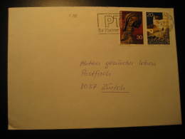 VADUZ 1989 To Zurich Switzerland Cancel 2 Stamp On Cover Liechtenstein - Cartas & Documentos