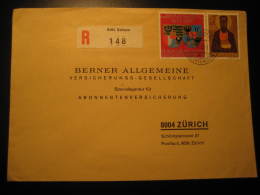 SCHAAN 1968 To Zurich Switzerland Cancel 2 Stamp On Registered Cover Liechtenstein - Cartas & Documentos