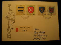 Coat Of Arms SCHELLENBERG 1966 To Zurich Switzerland Cancel 4 Stamp On Registered Cover Liechtenstein - Cartas & Documentos
