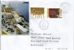Belle Lettre D'Athènes Adressée ANDORRA,  Avec Timbre à Date Arrivée - Cartas & Documentos