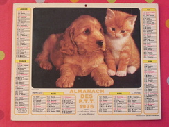 Almanach Des PTT. 1976. Calendrier Poste, Postes Télégraphes. Chien Chat Fillette - Groot Formaat: 1971-80