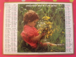 Almanach Des PTT. 1976. Calendrier Poste, Postes Télégraphes. Fleurs Chat Fillette - Big : 1971-80