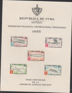 O) 1955 CUBA-CARIBE, XXXII CONVENTION OF THE AMERICAN AIRMAIL SOCIETY INTERNATIONAL PHILATELIC EXHIBITION - Ungebraucht