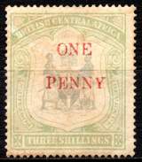 BRITISH CENTRAL AFRICA 1897. The One Penny On Three Shillings, Unused With Gum - Nyasaland (1907-1953)