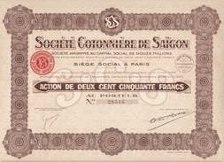 Indochine - Société Cotonnière De Saigon - Capital De 12 000 000 F / Action De 250 F - Asien