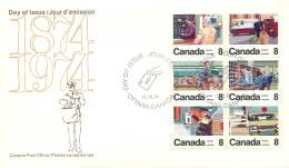 1974  Letter Carrier Service  Se-tenant Block Of 6  Sc 634-9 - Official FDC - 1971-1980