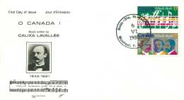 1980  O Canada Centenary  Sc 857-8 Se-tenant - NR Covers Cachet - 1971-1980