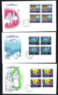 1977   Indian Christmas  Sc 741-3   Blocks Of 4 -  Set Of 3 FDCs - 1971-1980