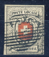 Svizzera 1851 Poste Cantonali Neuchatel N. 7 C. 5 Nero E Rosso Usato LUX Cat € 5000 (E. Diena, Raybaudi) ATTEST-PER - 1843-1852 Poste Federali E Cantonali