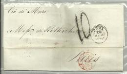 Lettre De Rome Timbre à Date E PONT2 MARSEILLE En Rouge 1855 Pour Paris - Maritime Post