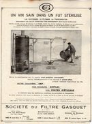 VP7341 - Document Publicitaire De La Société Du Filtre GASQUET à BORDEAUX & PARIS - Advertising