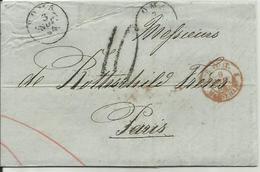 Lettre De Rome Pour ParisTimbre à Date E PONT 2 MARSEILLE En Rouge 1864 - Poste Maritime