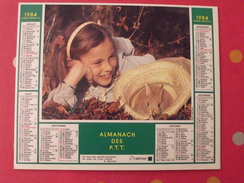 Almanach Des PTT. 1984. Mayenne Laval. Calendrier Poste, Postes Télégraphes. Fillette Lapin Chien - Formato Grande : 1981-90