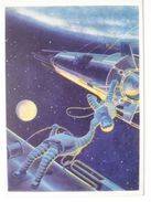 Contact Spacecraft  / Painted Sokolov  / CCCP  Postcard - Raumfahrt