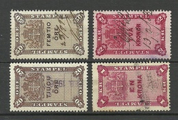 SCHWEDEN Sweden Ca 1880-1895 Lot 4 Stempelmarken Documentary Stamps O - Fiscali