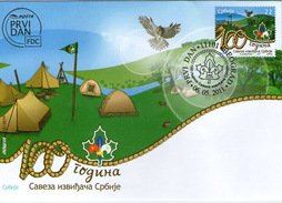Serbia 2011  100 Years Of The Scout Association Of Serbia, Scouting, Scouts, Pfadfinder, FDC - Lettres & Documents