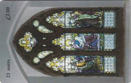 Isle Of Man, MAN 140, Stain Glass Window, Christmas, 2 Scans . - Noel