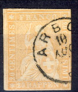 Svizzera 1854-62 N. 29 R. 20 Arancio Usato  Cat. € 90xxx - Usati