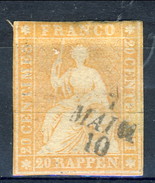 Svizzera 1854-62 N. 29 R. 20 Arancio Usato  Cat. € 90 - Usati