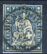 Svizzera 1854-62 N. 27 R. 10 Azzurro Usato (foro Di Spillo In Alto) Cat. € 50 - Usati