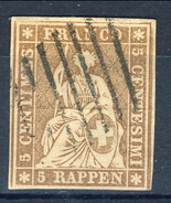Svizzera 1854-62 N. 26 (carta Spessa, Filo Trasversale) R. 5 Bruno Usato  Cat. € 40 - Usati