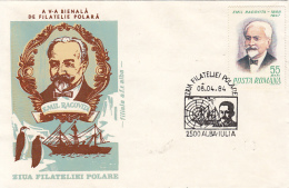 54124- EMIL RACOVITA, POLAR EXPLORER, SHIP, PENGUINS, SPECIAL COVER, 1984, ROMANIA - Polarforscher & Promis