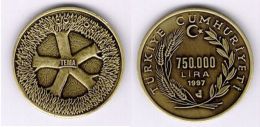 AC - 5th ANNIVERSARY OF TEMA FOUNDATION COMMEMORATIVE BRASS COIN 1998 TURKEY UNCIRCULATED - Turkey