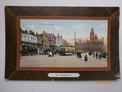 Postcard Town Hall & Quay Great Yarmouth Animated People Tram Horses Shops PU 1909 My Ref B1423 - Great Yarmouth