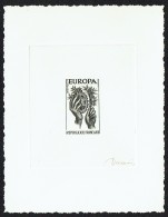 1957  Europa Yv 1122 Ou 1123 Epreuve D'état Sans Faciale En Noir Signée Décaris - Epreuves D'artistes