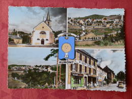 Dep 48 , Cpsm AUMONT , Multivues , Alt. 1040 M. , L'Eglise , Vue Générale , Un Coin De La Ville  (04.1825) - Aumont Aubrac