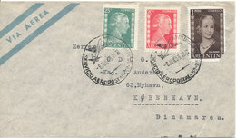 Argentina Air Mail Cover Sent To Denmark 8-6-1953 (one Of The Stamps Is Damaged) - Poste Aérienne