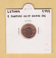 LETONIA   1  SANTIMS   1.997  CU ST   KM#15   SC/UNC    DL-8417 - Latvia