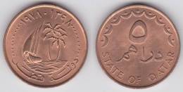 QATAR  5 DIRHEMS 1.978 AH1398 BRONCE KM#3   SC/UNC     T-DL-10.236 - Qatar