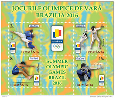 ROMANIA, 2016, SUMMER OLYMPIC GAMES, BRAZIL, Sport, Sheet Of 4 Stamp, MNH (**), LPMP 2114a - Ongebruikt