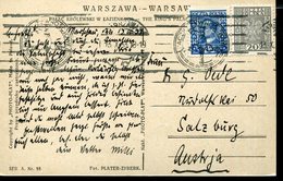 POLAND 1933 MIXED FRANKING POSTCARD  16 Gr, 20Gr, - Covers & Documents