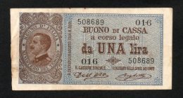 Italia - Buono Di Cassa 1 Lira 1914 (Dell'Ara, Righetti) - Sonstige & Ohne Zuordnung