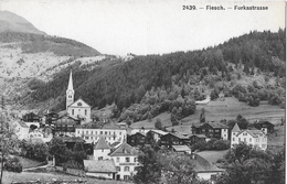 FIESCH → Dorfpartie Bei Der Kirche Mit Der Furkastrasse, Ca.1910 - Fiesch