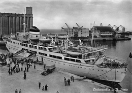 05272 "CIVITAVECCHIA - IL PORTO" ANIMATA, CAMION, PIROSCAFO SARDEGNA, VERA FOTO. CART  SPED 1928 - Civitavecchia