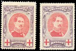 N°134/134A - ALBERT CROIX-ROUGE, Les 2 Dentelures (134A X Et 134 Xx). COB. 265 Euros. - TB - 11572 - 1918 Rotes Kreuz